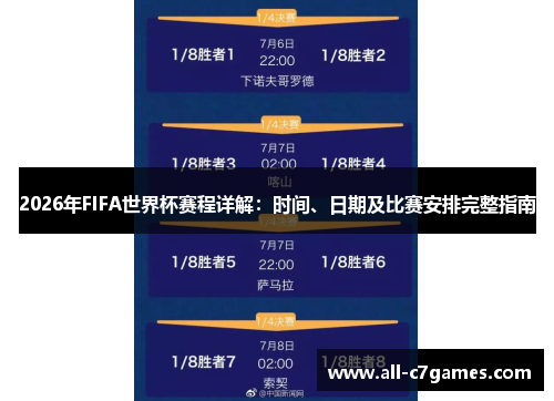 2026年FIFA世界杯赛程详解：时间、日期及比赛安排完整指南