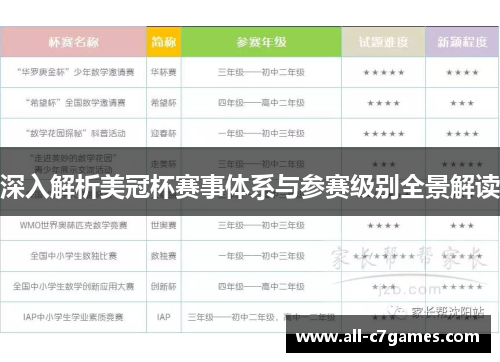 深入解析美冠杯赛事体系与参赛级别全景解读