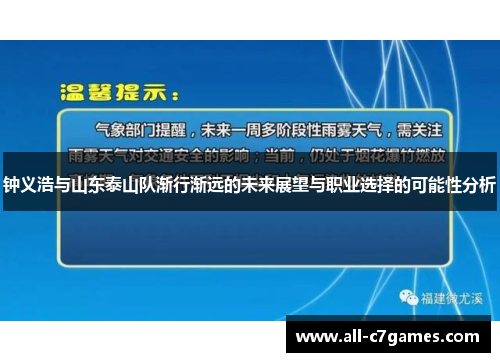 钟义浩与山东泰山队渐行渐远的未来展望与职业选择的可能性分析 钟义浩与山东泰山队渐行渐远的未来展望与职业选择的可能性分析