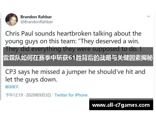 雷霆队如何在赛季中斩获61胜背后的战略与关键因素揭秘